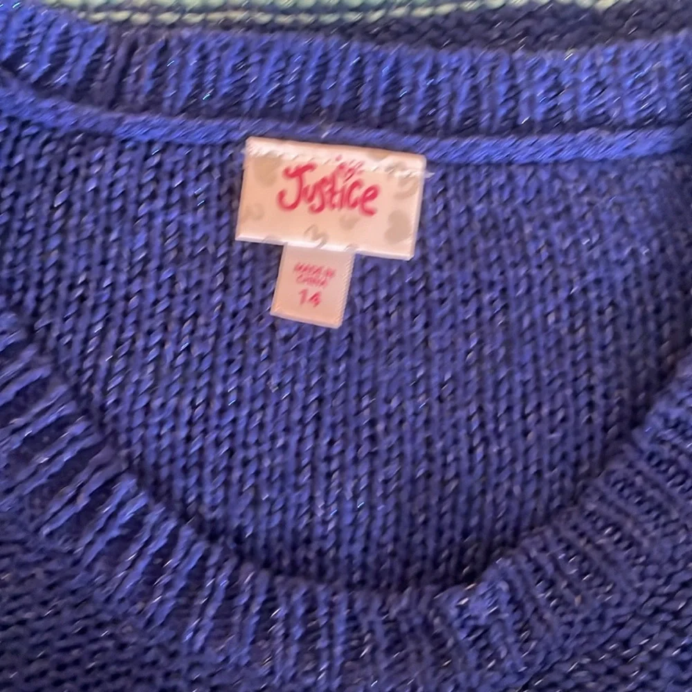 Justice blue stripe long sleeve sweater girls size 14